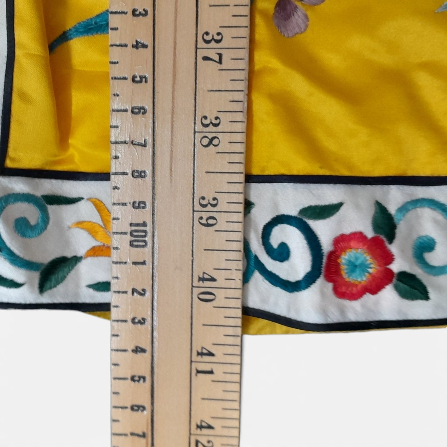 Vintage 1960s Chinese Embroidered Silk Robe-Yellow Floral-Size Medium