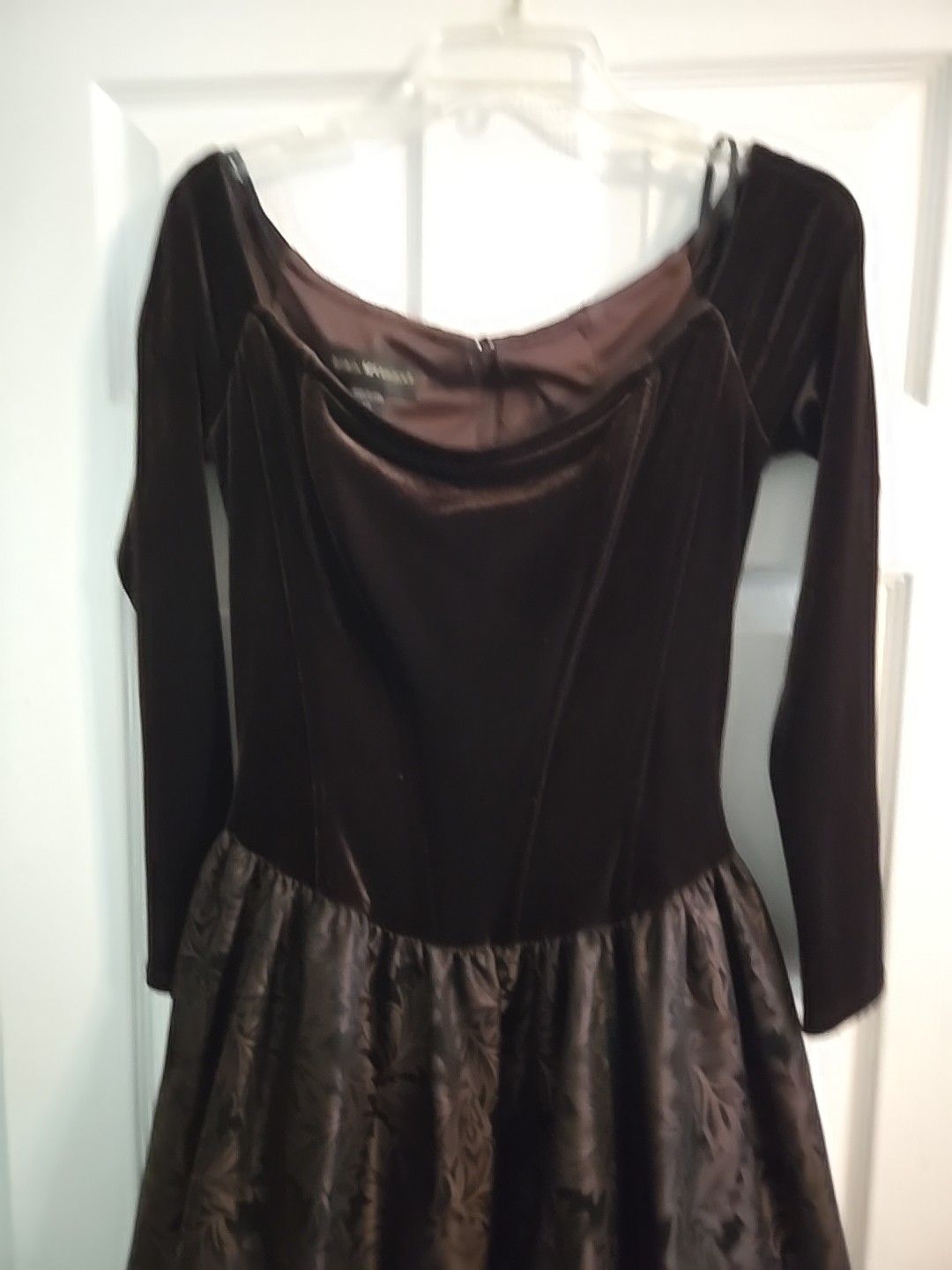 Vintage Jessica McClintock Brown/Copper Velvet/Taffeta Ballgown USA Made Size 10