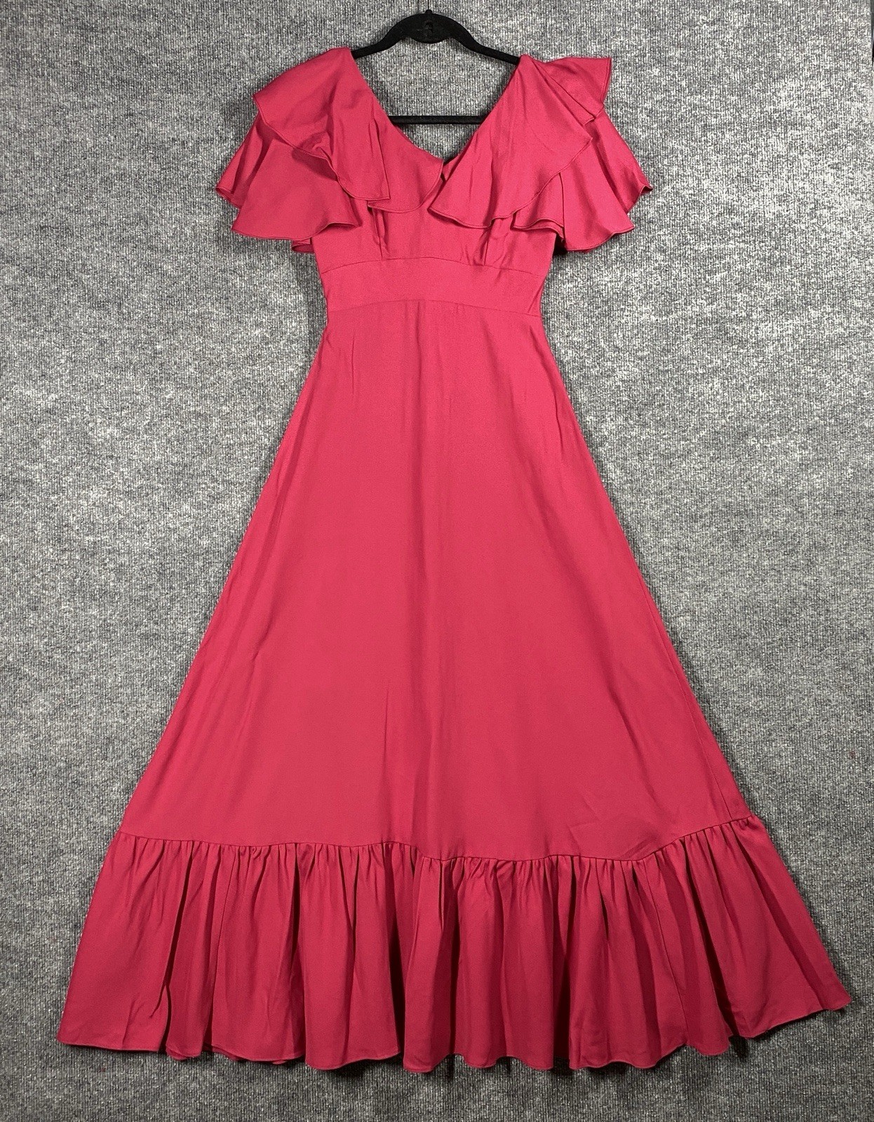 VINTAGE 60s Lorrie Deb San Francisco Dress Size 7/8 Ruffle Empire Waist Maxi