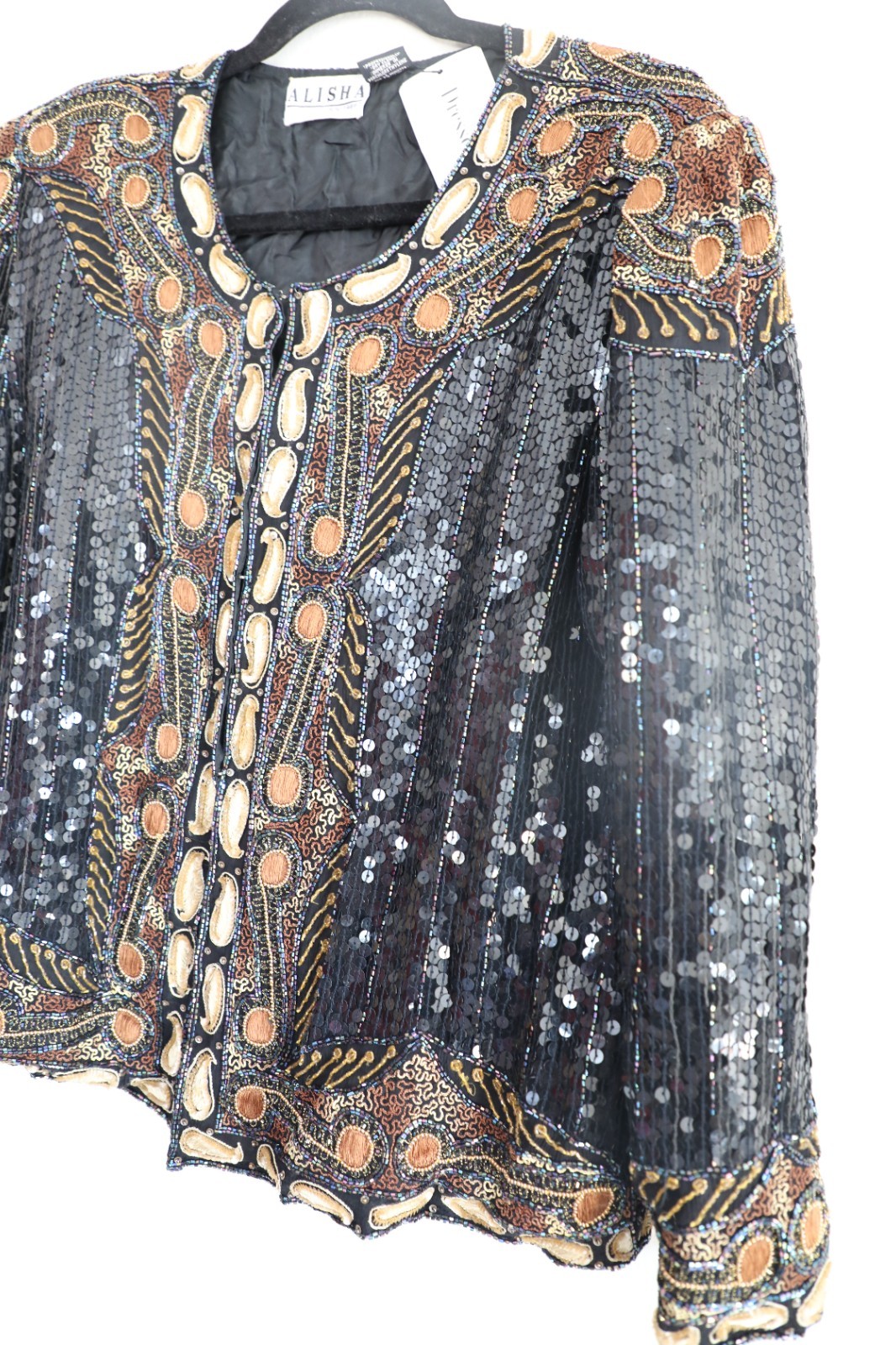 Vintage Beaded and Sequin Art Deco Hook and Eye Jacket Outerwear