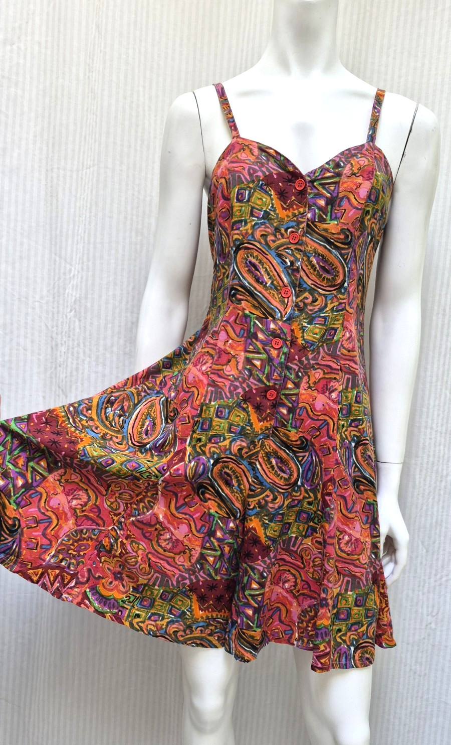 Vintage 1990s TREND BASICS Paisley Floral Romper Criss Cross Back – Size S – EUC