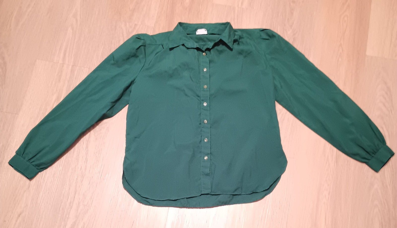 Vtg 70s CAMPUS CASUALS Dark Forest Green Top Blouse L XL