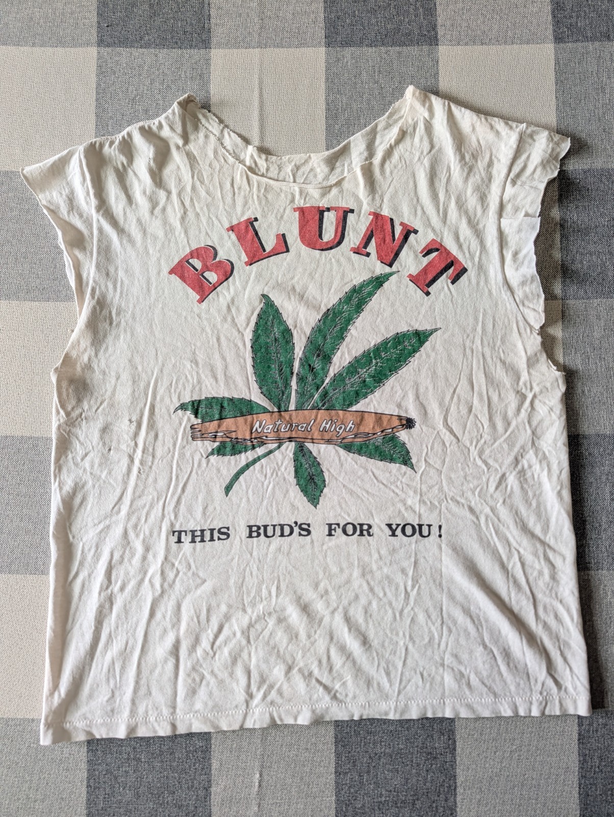 Vintage 90s Marijuana Blunt Shirt Cropped Single Stitched Women&rsquo;s XL/Men&rsquo;s Large