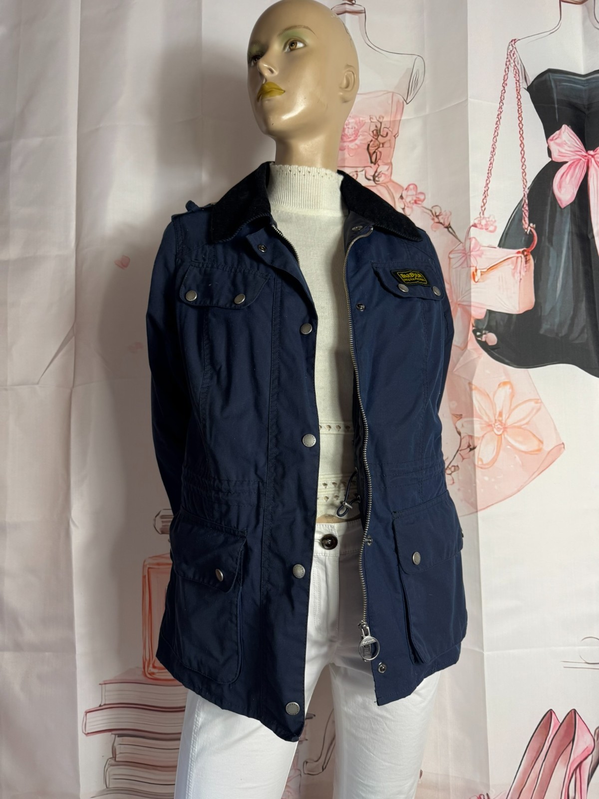 Barbour International Ladies Navy Jacket UK14 EU40 Heritage Utility Jacket