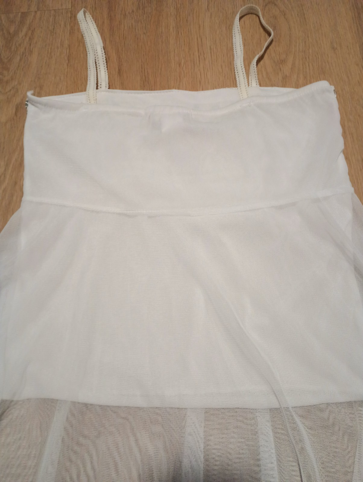 Vtg 90s Stretchy FAIRY motif Fishnet Gauze Overlay Sequin Lace Hippie Tube Top S