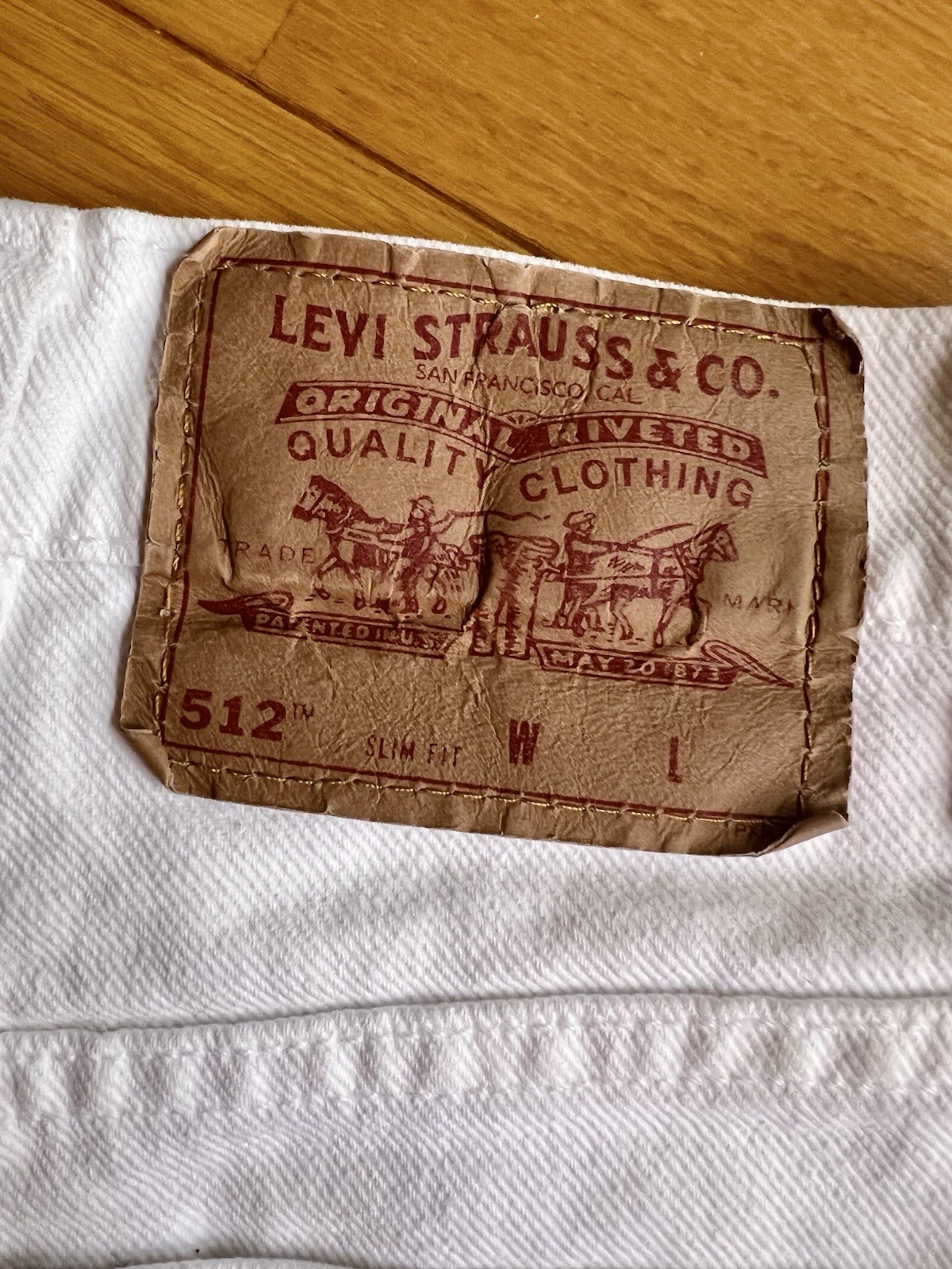 Vintage 80s Levi&rsquo;s 512 White Denim Cut Off Shorts High Rise USA XS 24 Waist