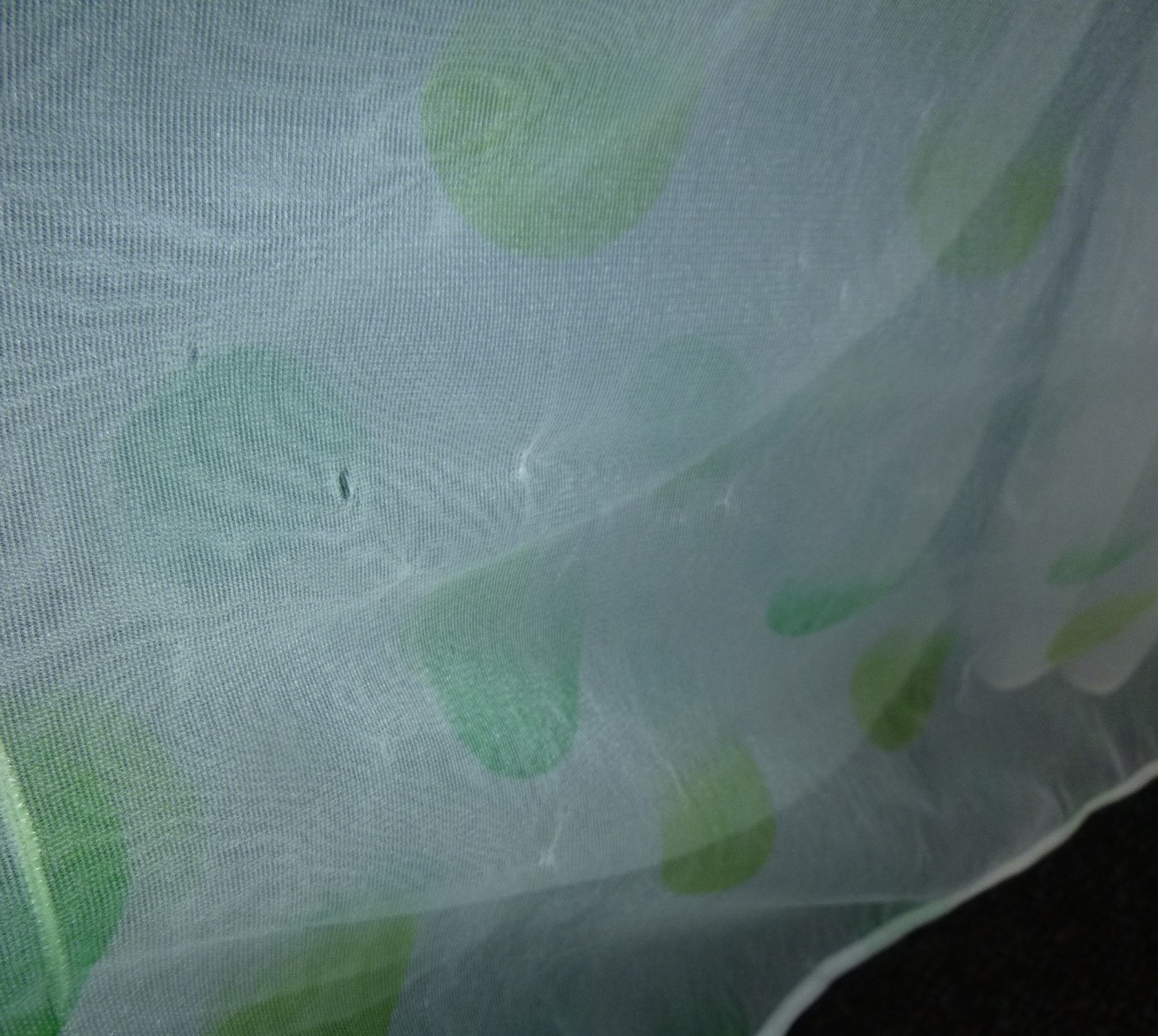 Vtg 50s Charmode Double Layer Chiffon Nylon Nightgown White Green Blue Dots S/M