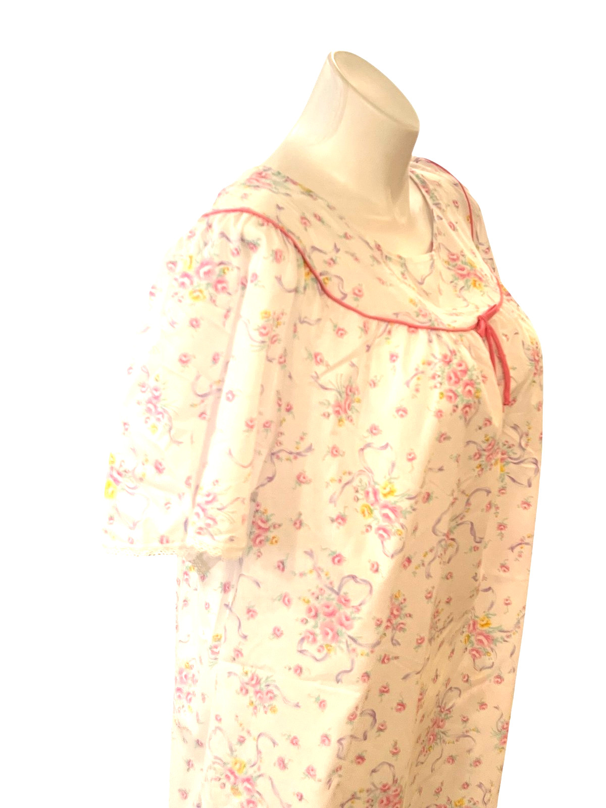 Vintage 70s Lingerie by Dixie Belle White Floral Night Gown with Pockets NWT