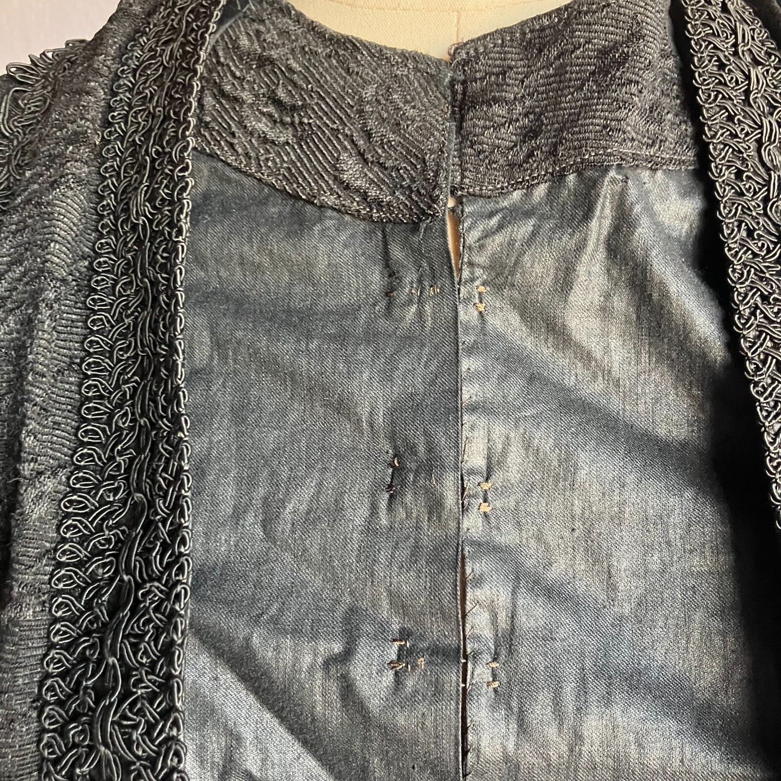 Antique Edwardian Black Wool Walking Suit XS/S