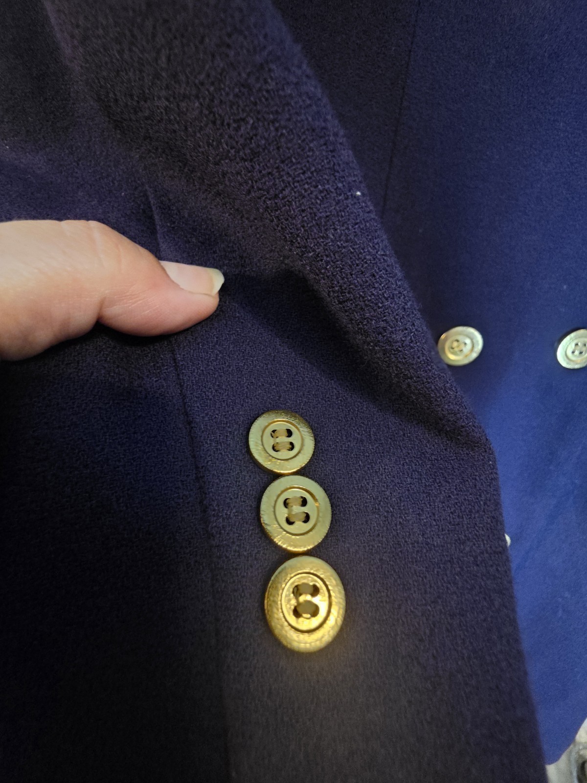 VTG Giorgio Sant Angelo Wool Coat Jacket Purple Double Breasted Gold Button 8