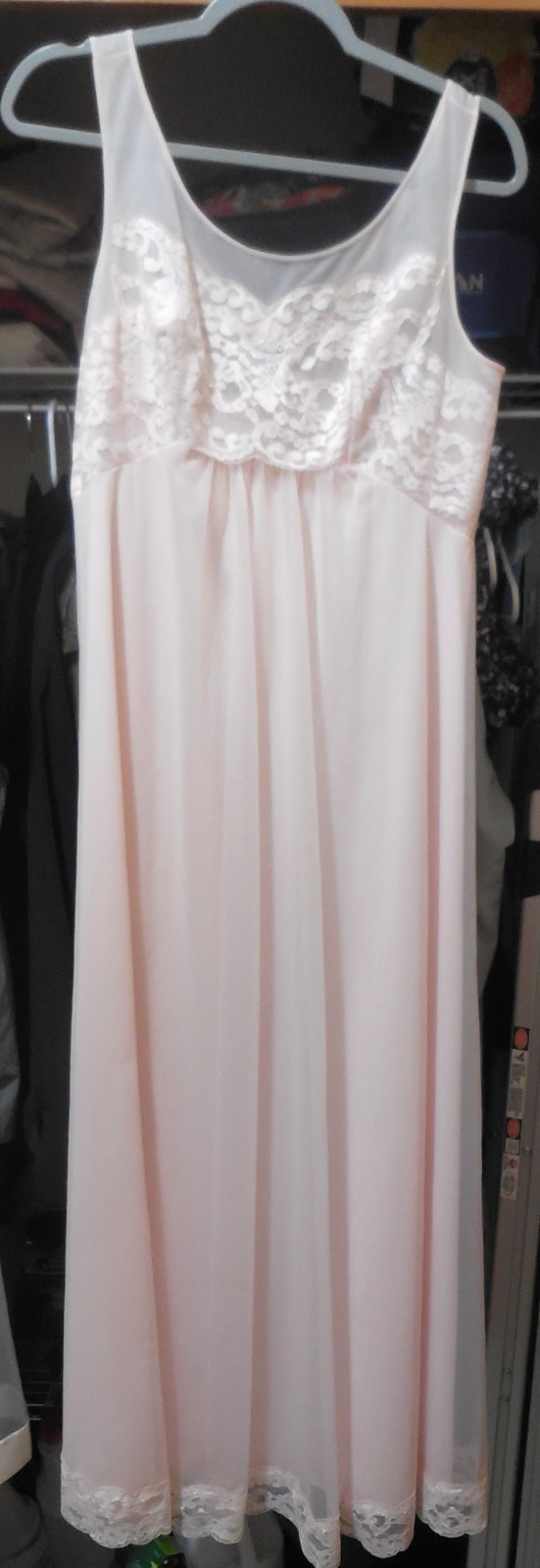 Vintage Pink Sheer Shadowline Chiffon Women&rsquo;s Nightgown MED/LG