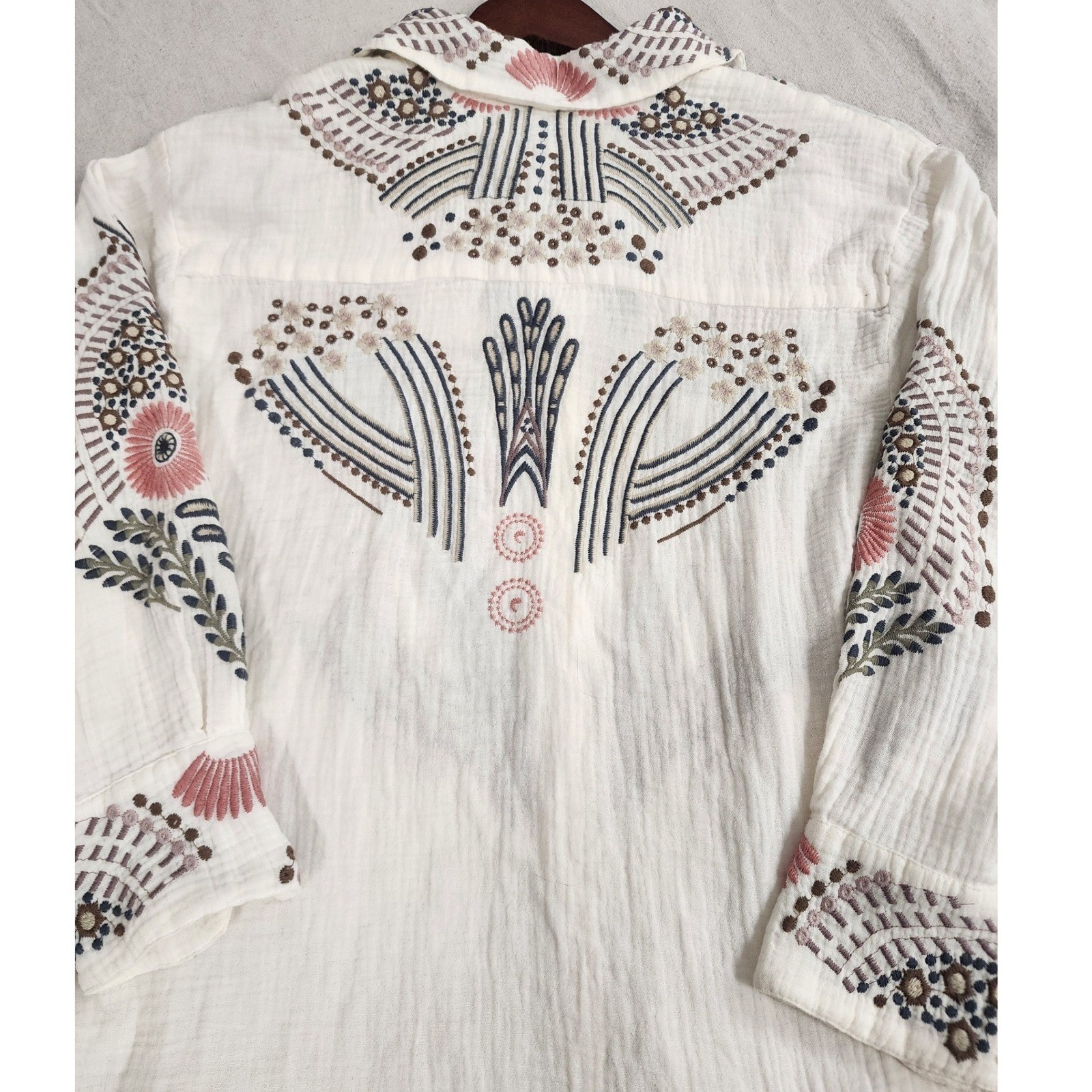 Johnny Was Palladium Floral Embroidered Quilted Top Boho Cottagecore Whimsigoth