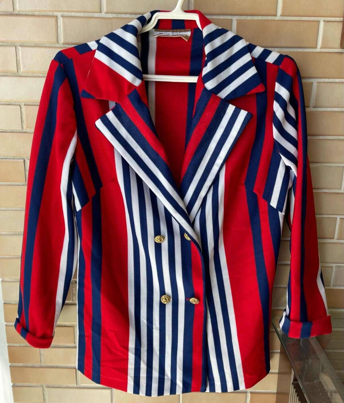 Vintage Women&rsquo;s First Edition Dallas USA Red White and Blue Striped Blazer