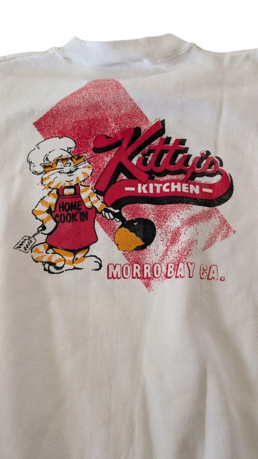 Vintage Kitty&rsquo;s Kitchen Morro Bay California White Crew Neck Sweatshirt R