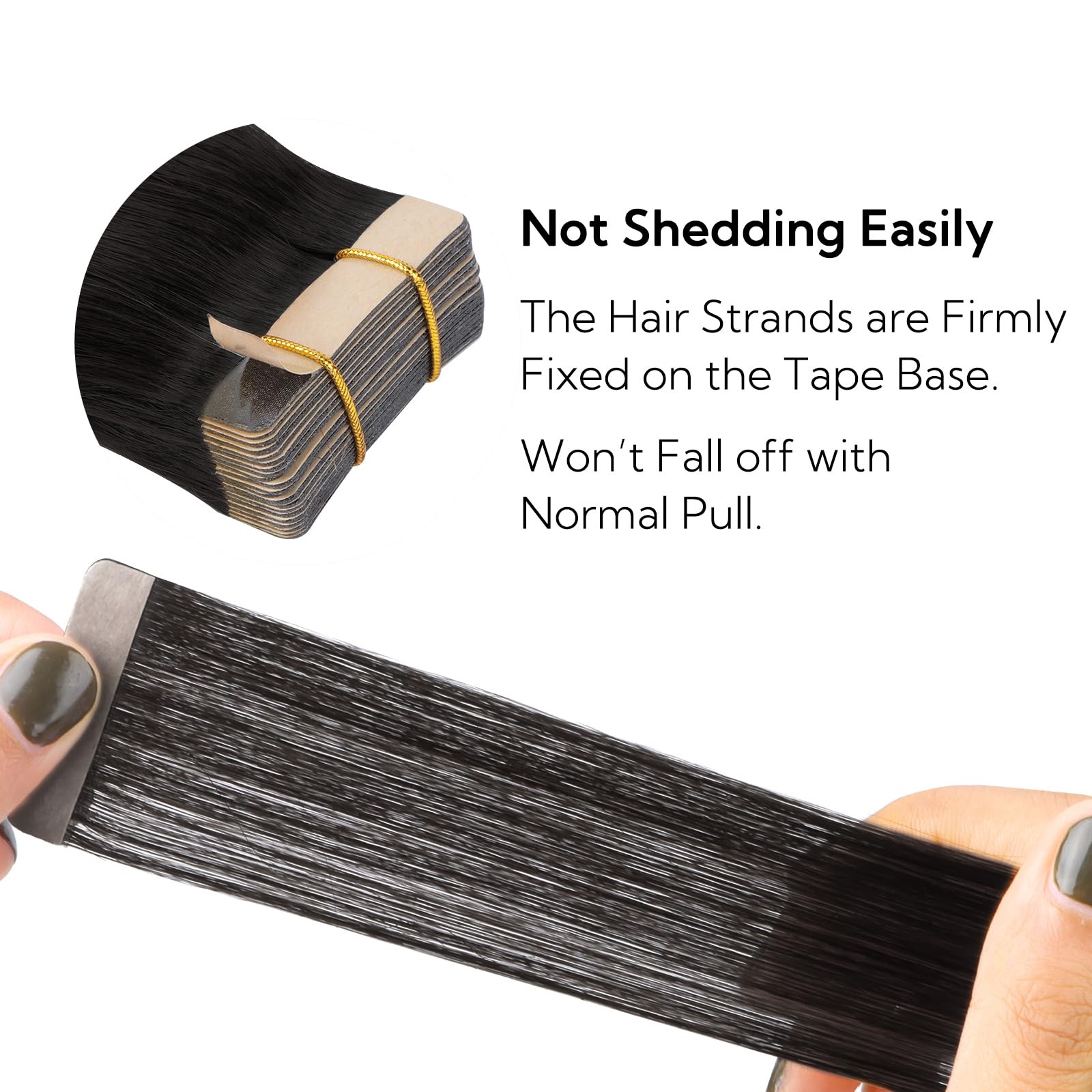 HOTBANANA 16&Prime; 20pc 50g Jet Black Real Remy Human Tape-in Hair Extensions