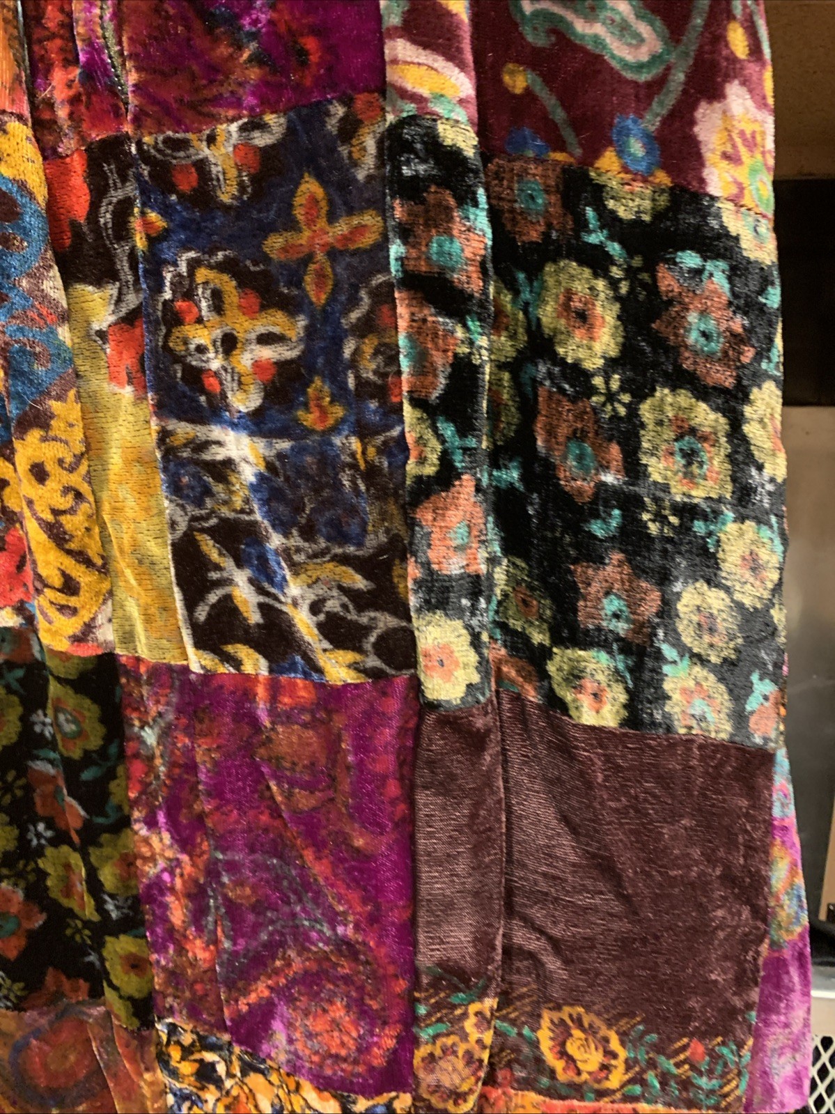 VINTAGE Vicky Vaughn Velvet Patchwork Long Skirt Gypsie Boho Hippy 70s 24&Prime; Waist