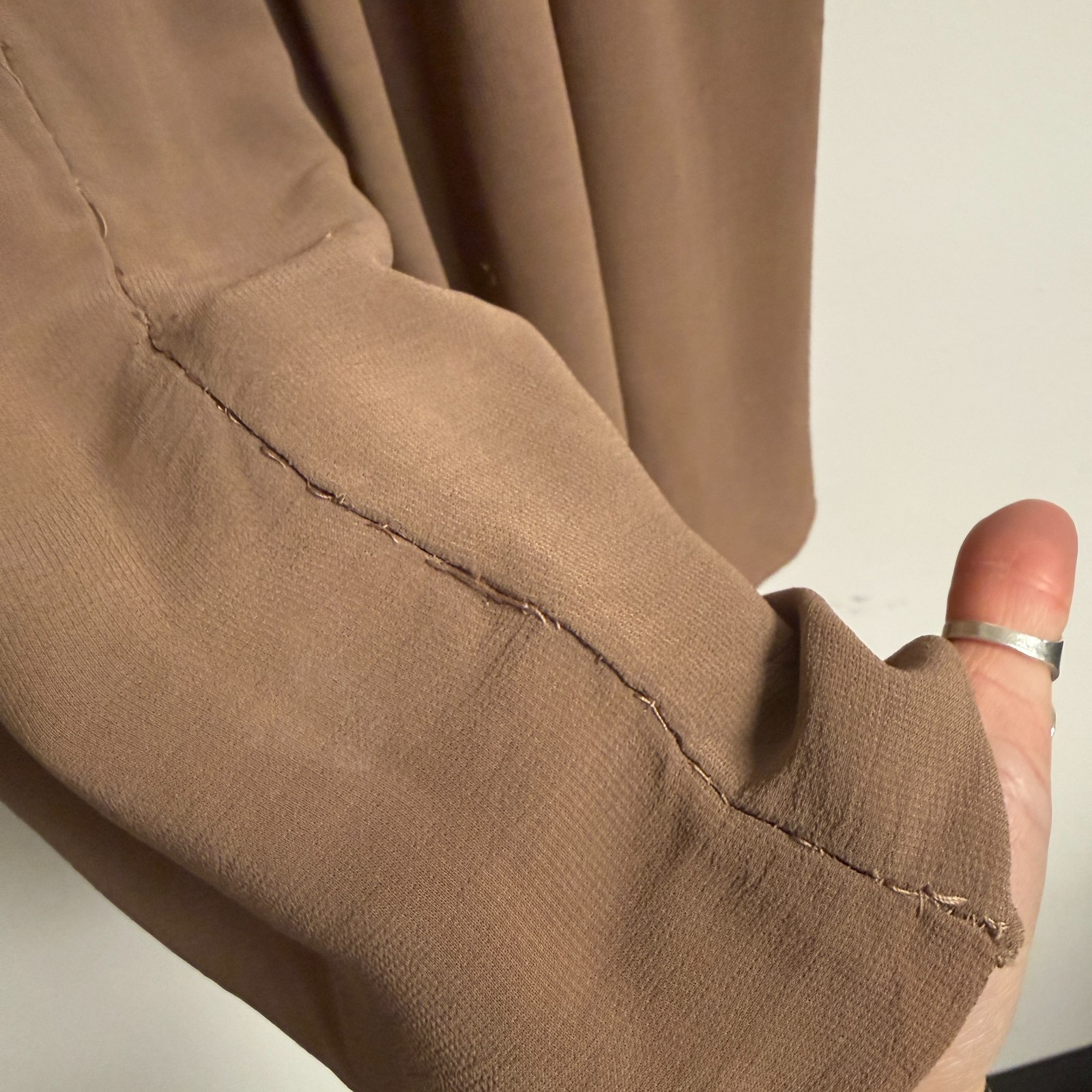 Vintage 50s Chiffon Full Pleated Light Brown Taupe Skirt Small
