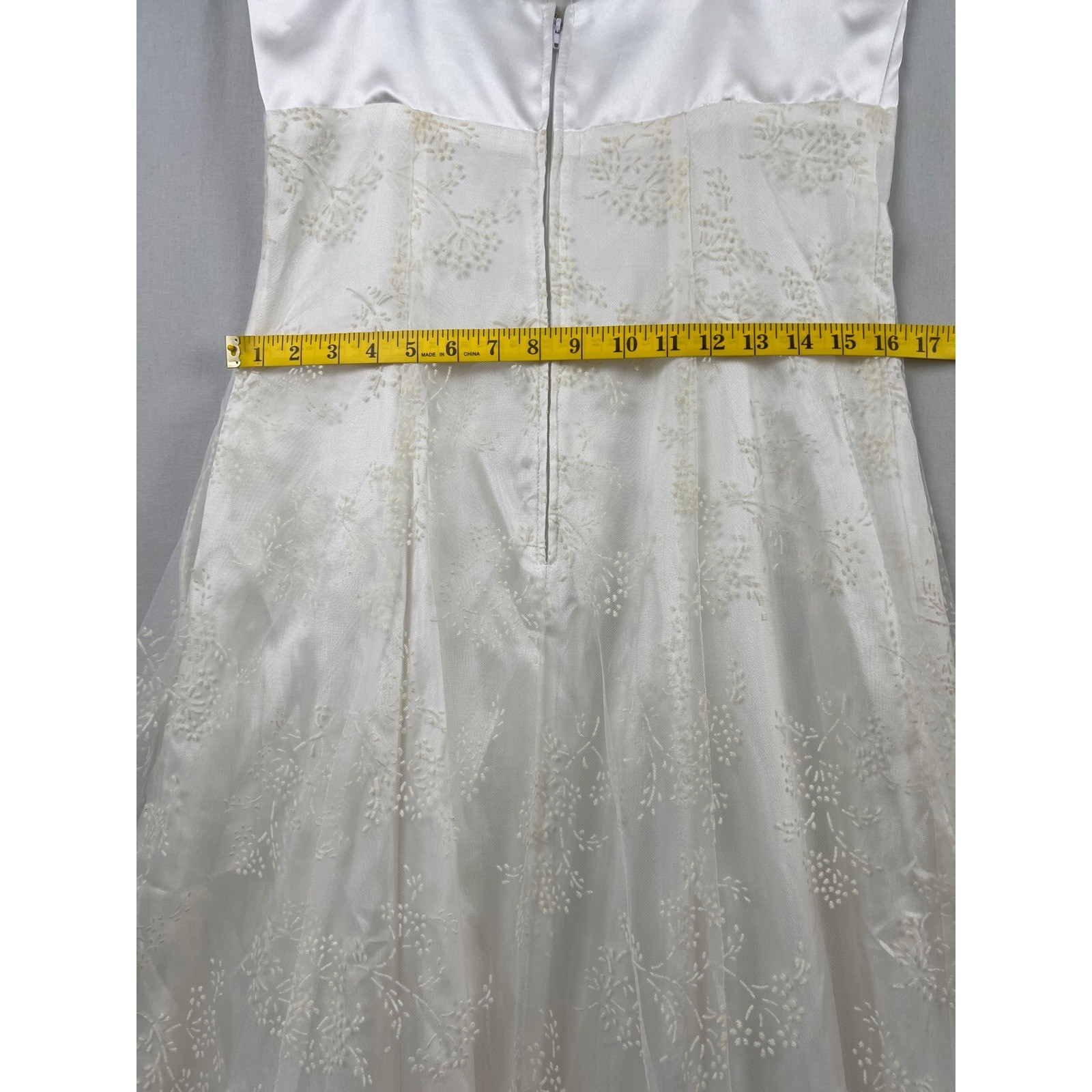 Vintage Zum Zum Niki Livas Maxi Dress Women 13-14 White Tulle Strappy Fit Flare