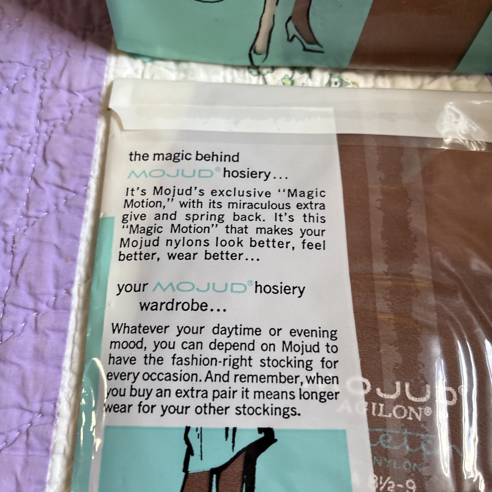Two Pair NOS MOJUD Seamless Stretch Stockings Hosiery Desert Tan Style A 8 1/2-9