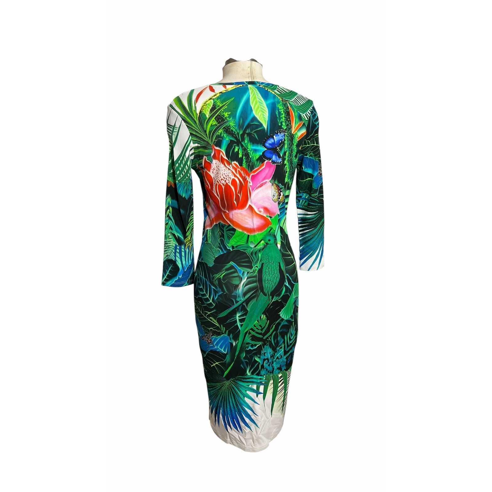 Roberto Cavalli Tropical Jungle Print Bodycon Dress 2010s