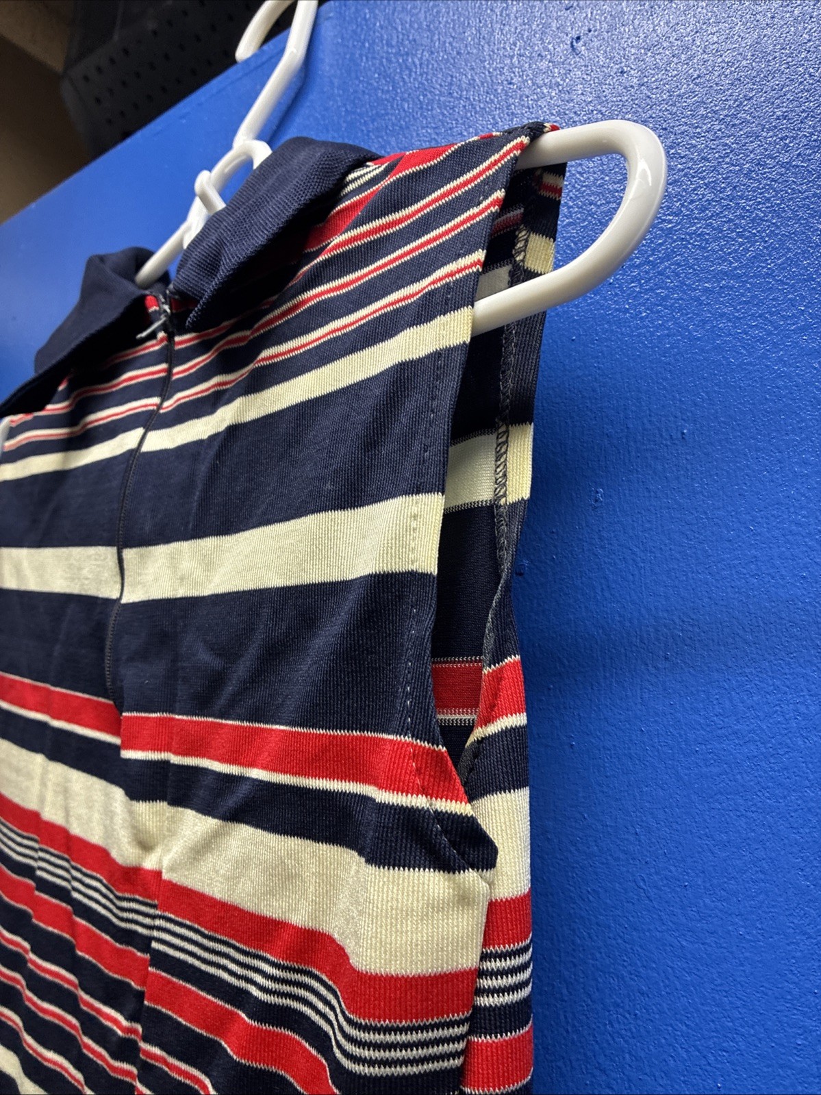 Vintage Red White and Blue Striped Sleeveless Dress Waist Size 32