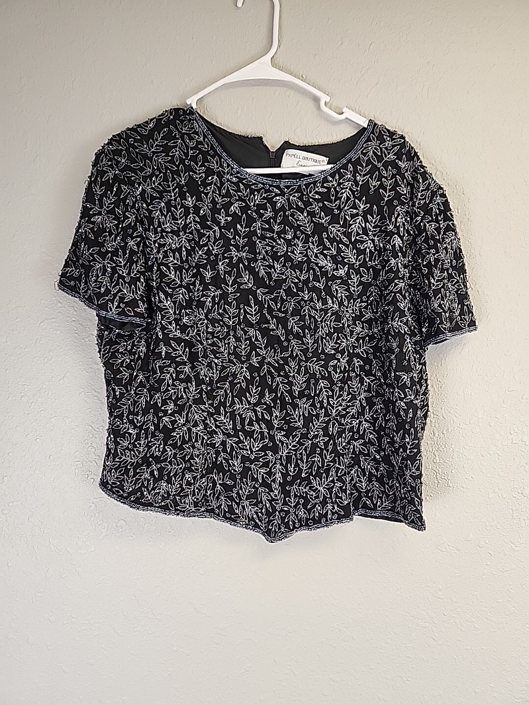 VTG Papell Boutique Evening Black Beaded Blouse SZ N/A