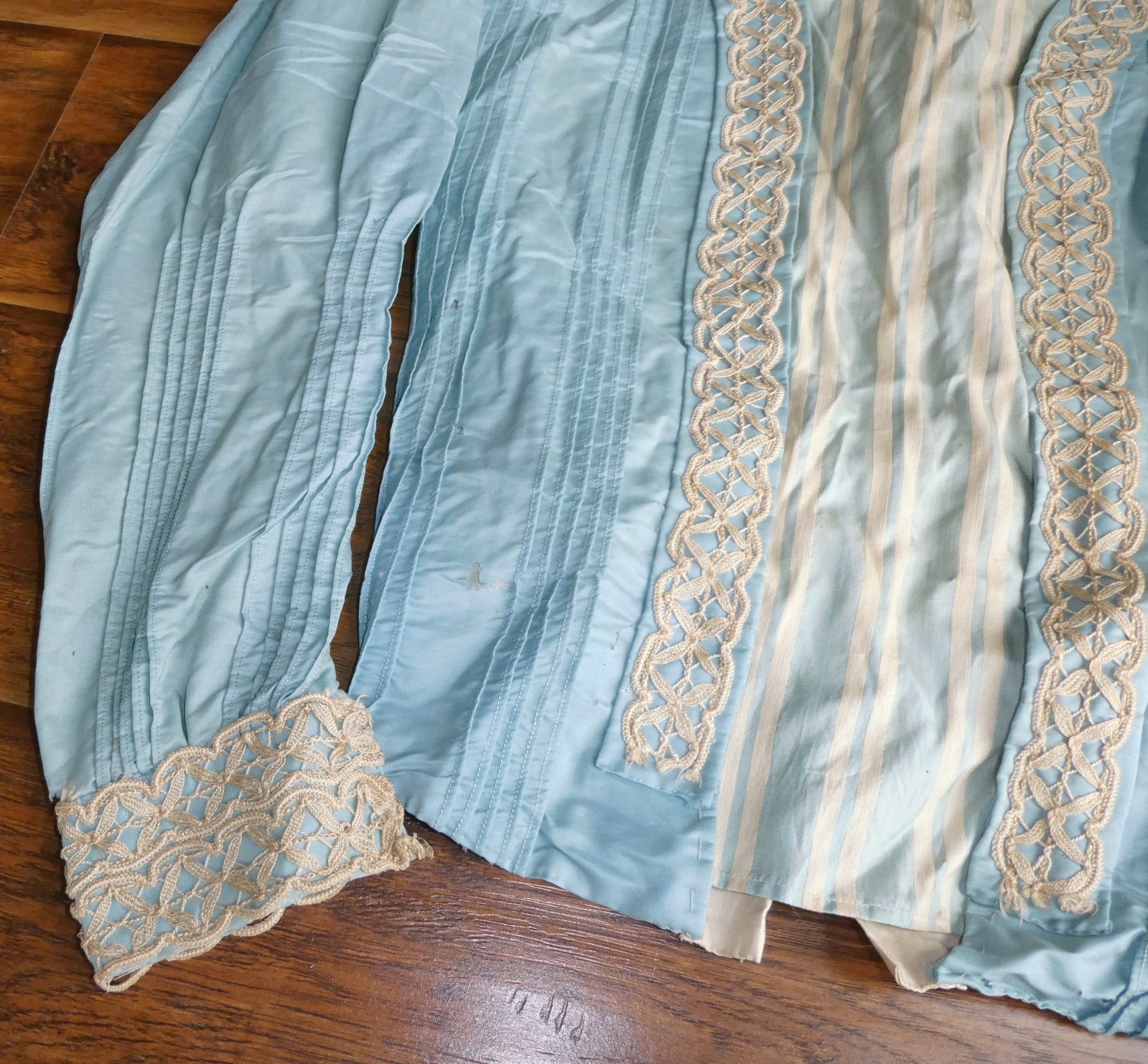 Edwardian Soft Blue Silk Bodice Jacket Soutache Lace Trim 1900s As Is