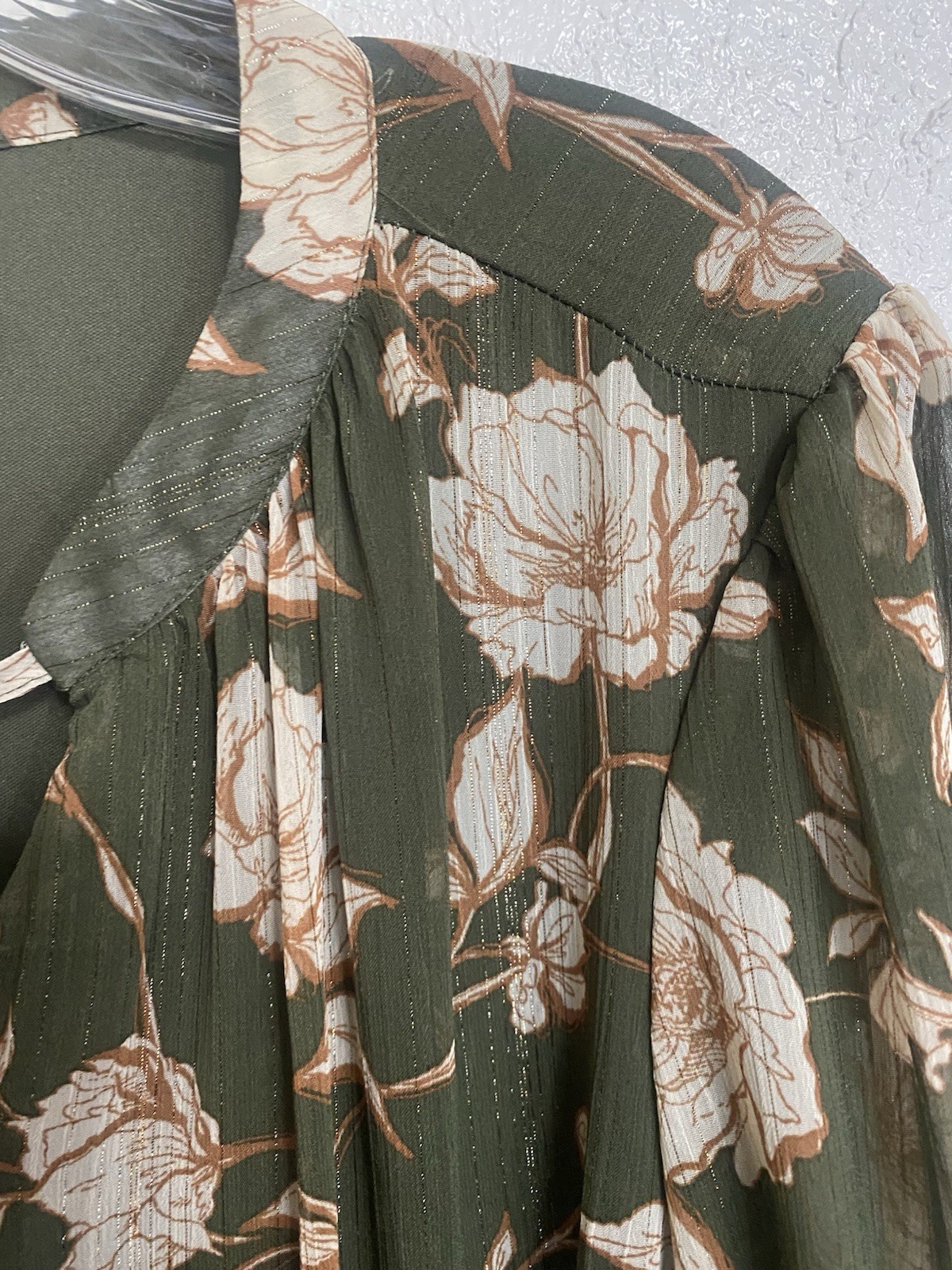 Vintage 90’s Indigo Rose Olive Green Tiered Babydoll Midi Dress Cottagecore Boho