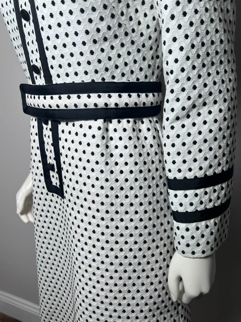 Vintage 1960s Custom Made Polka Dot Dress with Belt – Mod Jackie O Style