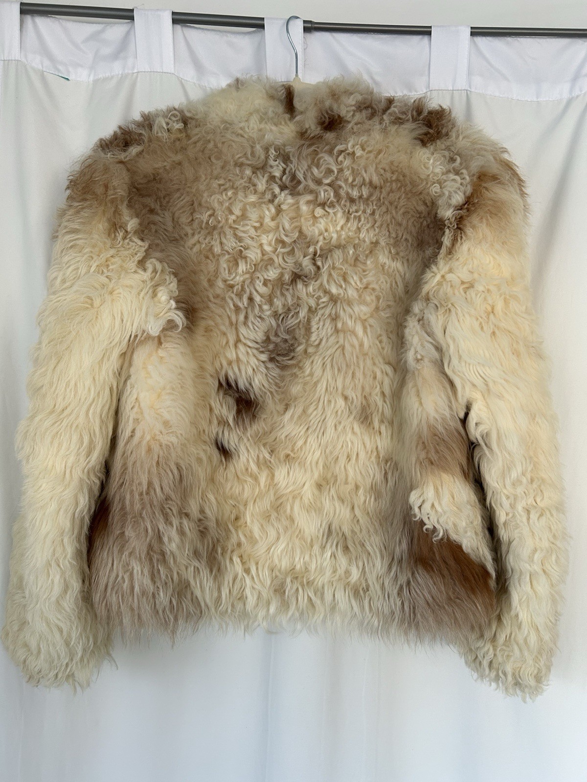 Authentic Vintage Mongolian Lamb Fur 1970s Boho Cropped Coat