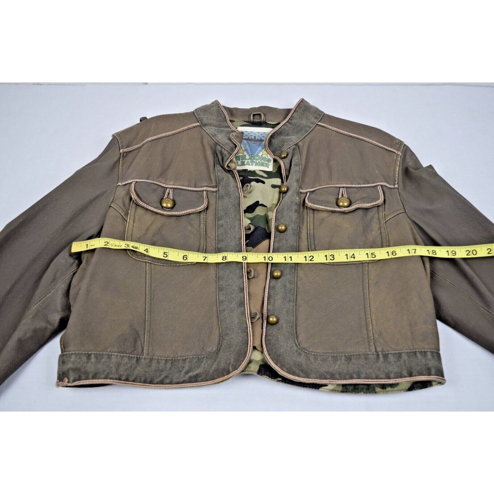 Vintage Wilsons Leather Jacket Size Size S 90s Cropped Military Style