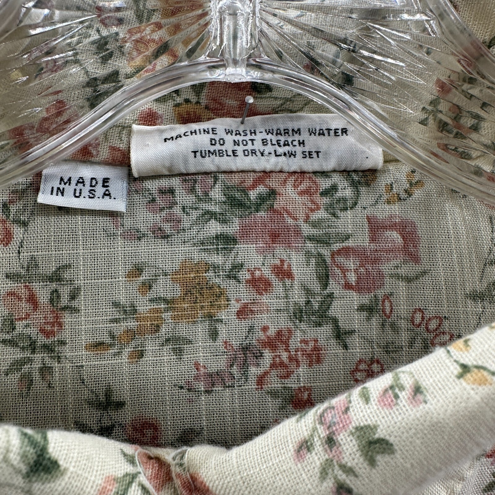 Vintage Women Cottage Button Front Blouse 18 Prairie Floral Romantic Lightweight