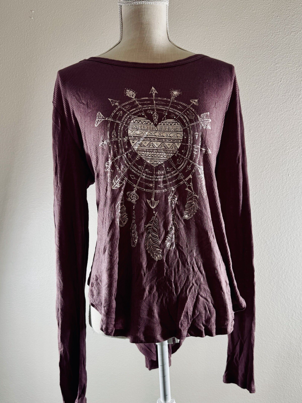 Vintage 90s y2k Hippie Chic USA Purple Whine Flimsy Top Size XL