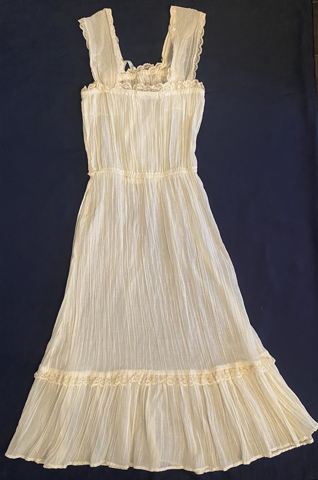 Vintage 1970s Semi Sheer Chiffon Prairie Boho Hippie Sundress California NWOT
