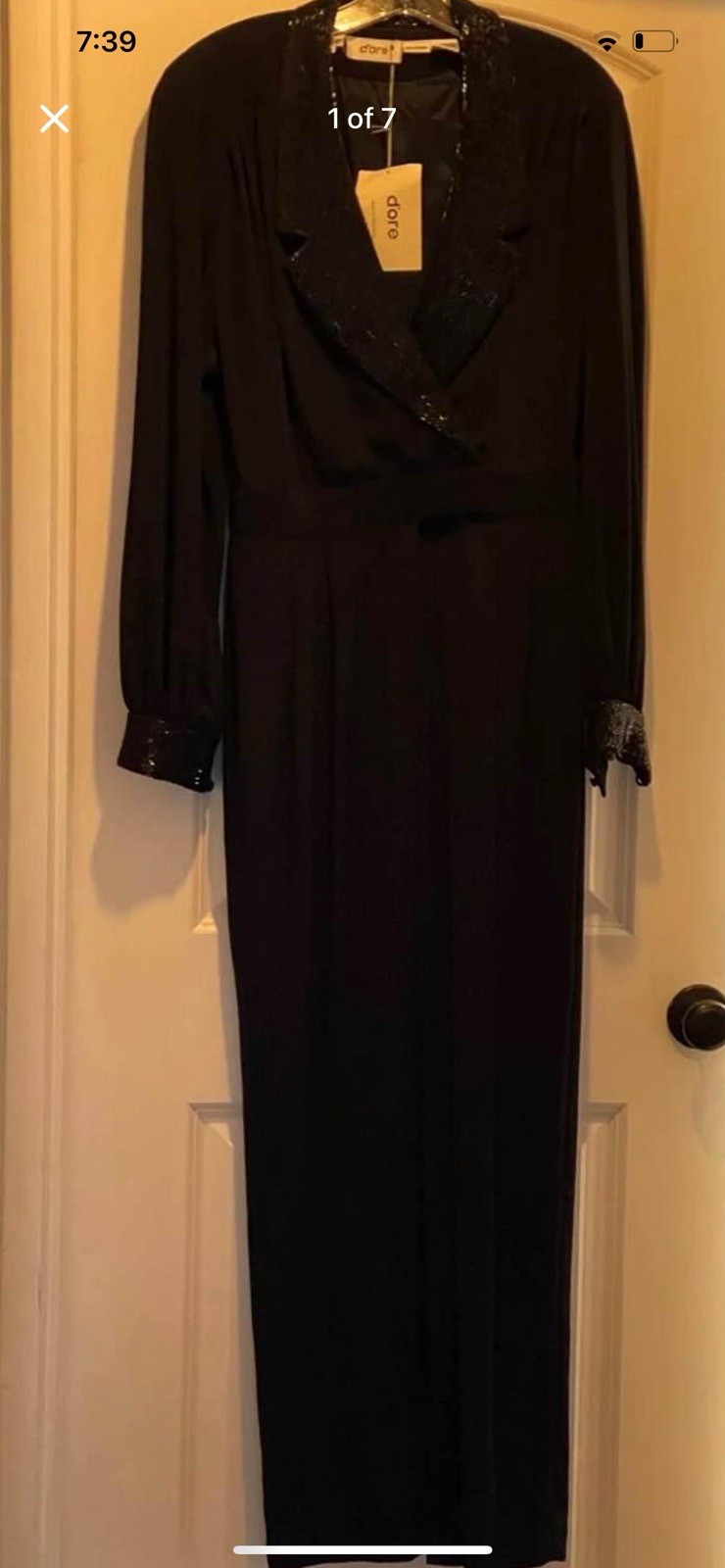Glamorous Vintage 1980&rsquo;s d&rsquo;ore Black Beaded Jumpsuit NWT Size 6