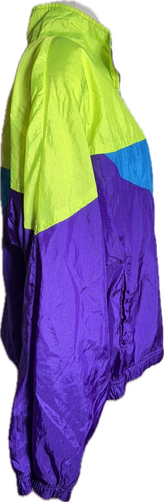 Vintage USA Olympics Neon Windbreaker Colorblock JC Penney Sz L Track Jacket
