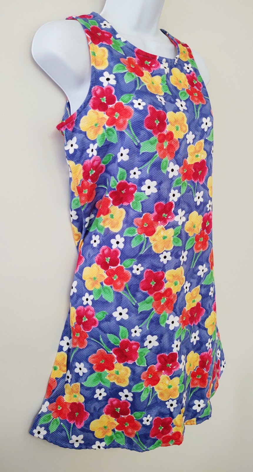 California Concepts Vintage 1990s Technicolor Flower Sleeveless Mini Dress Sz 11