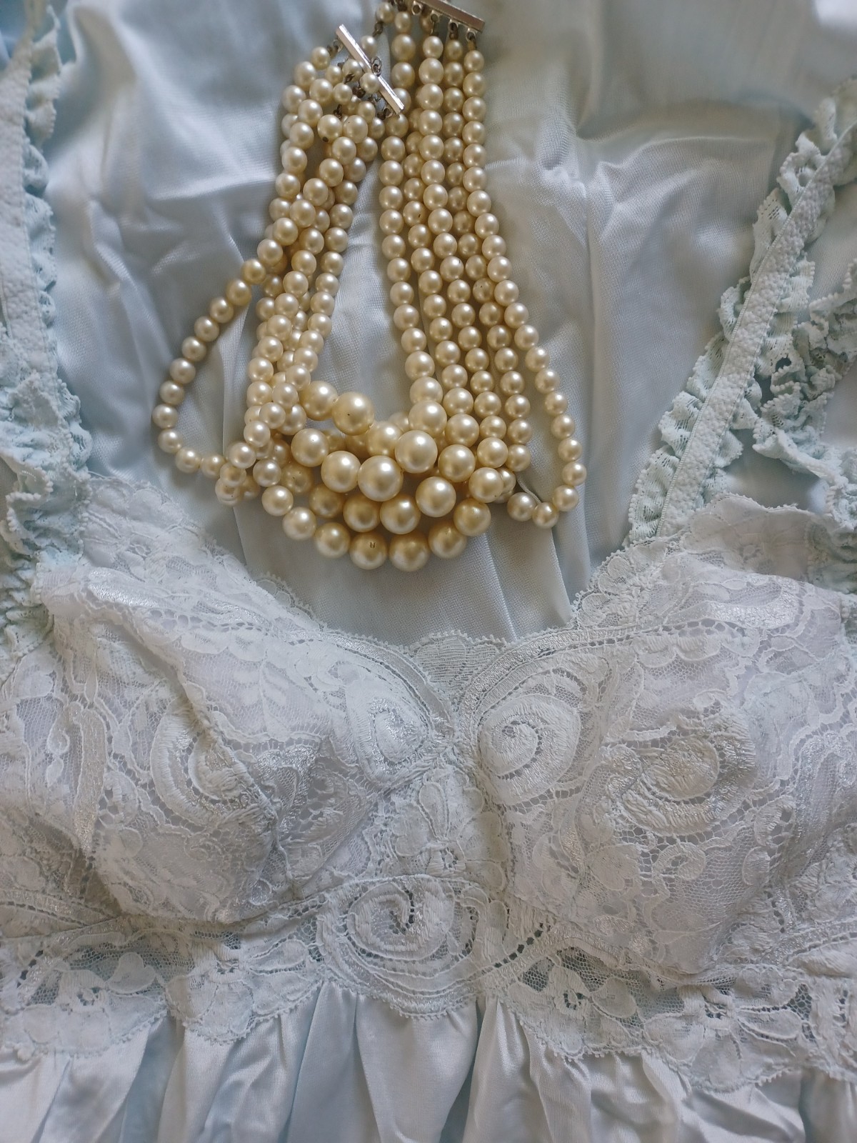 Vintage Olga Nightgown Dress Powder Blue Gorgeous 92040 Sz S-M 120  » Hem Sweep