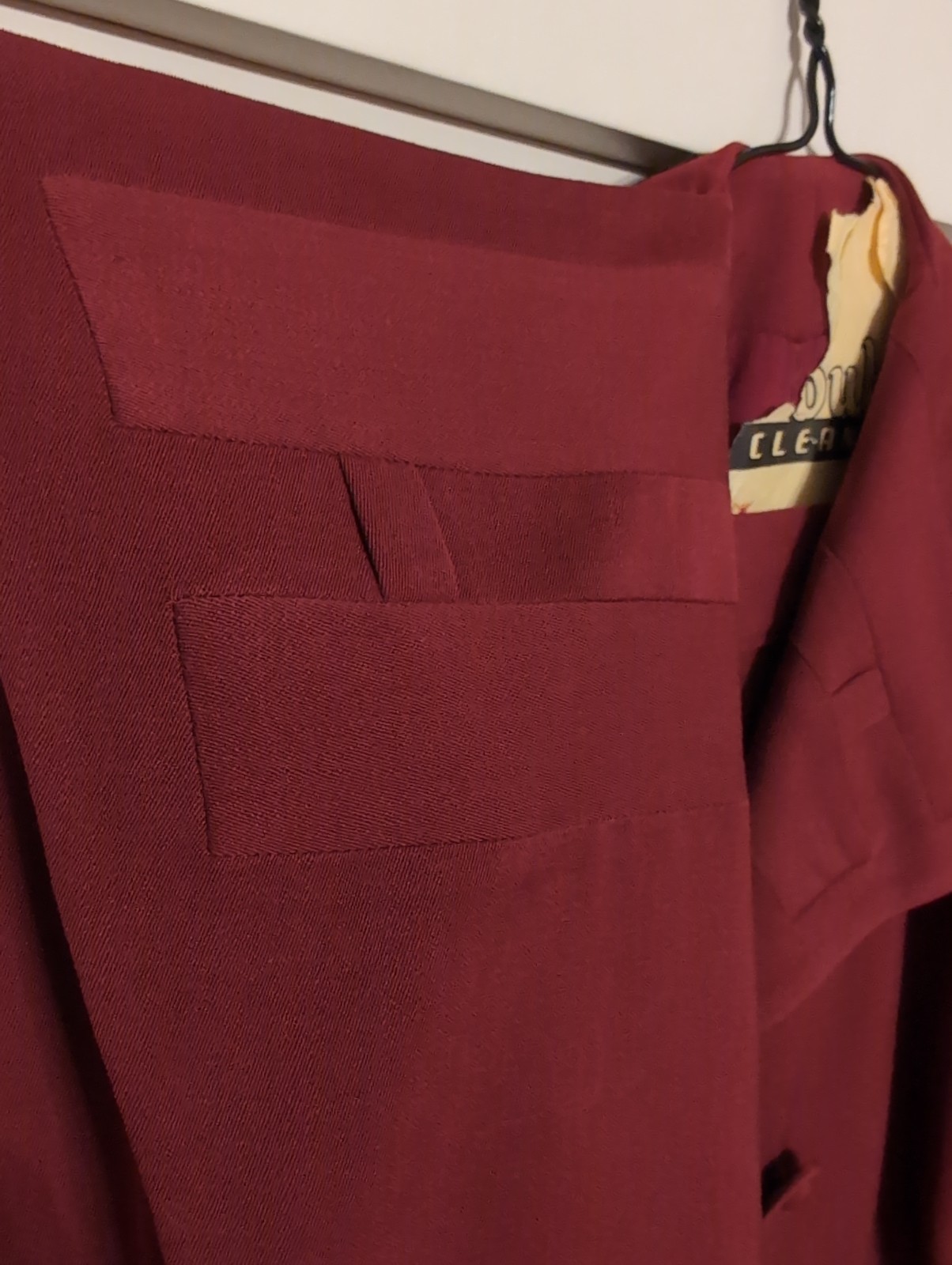 1940s Rummel Abbate California Custom Burgundy Gab Skirt Suit Vintage Wool