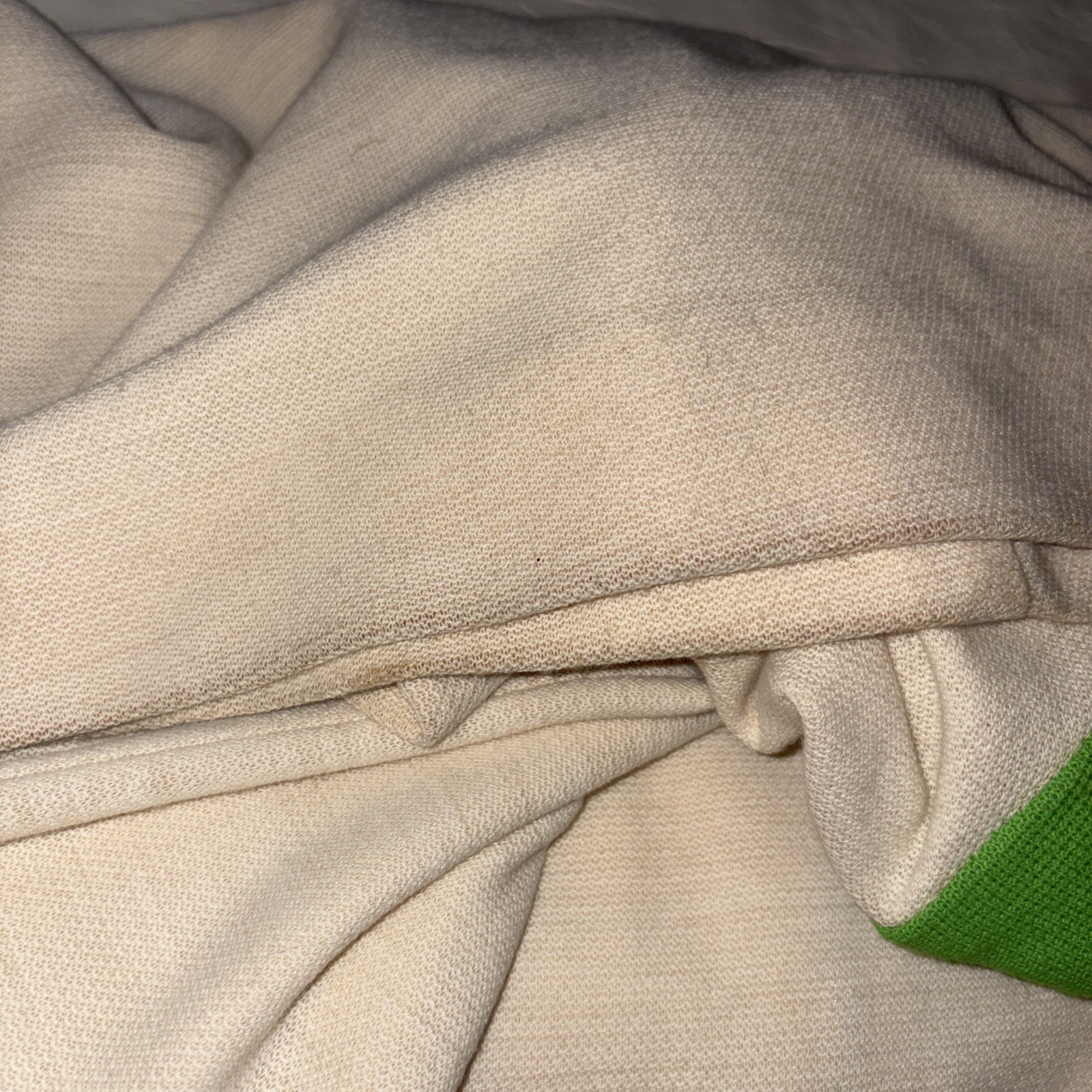 Vintage 1960’s Mod Style Knit Shift Dress Cream & Lime Green Size 16