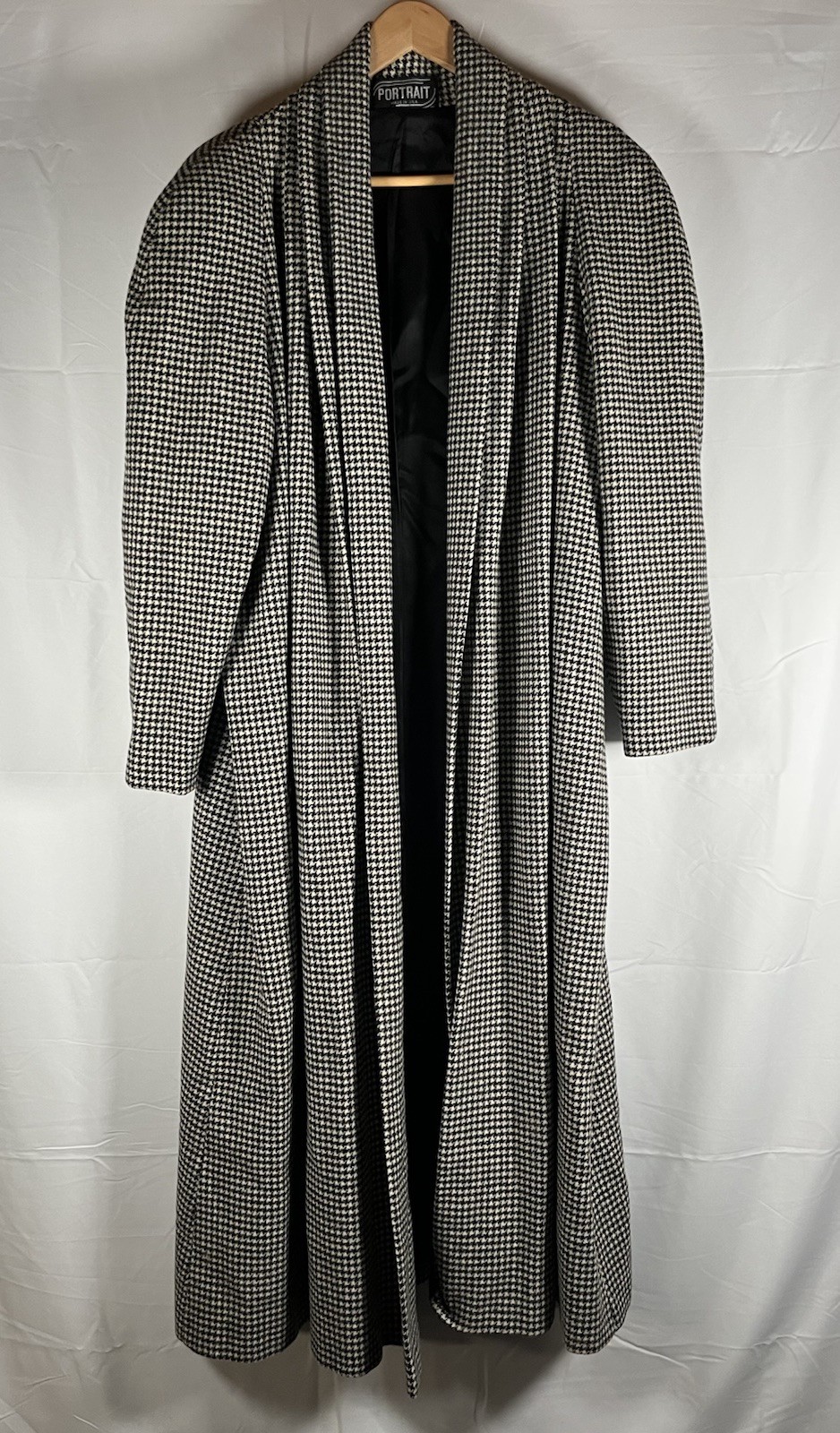Vintage Portrait Wool Open Front Coat Women’s Houndstooth USA Made *No Size Tag*