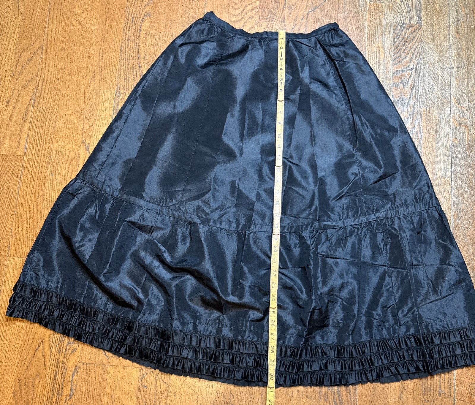 Antique Victorian Wounded Bird Silk Taffeta Petticoat – Pink Selvage – c. 1890