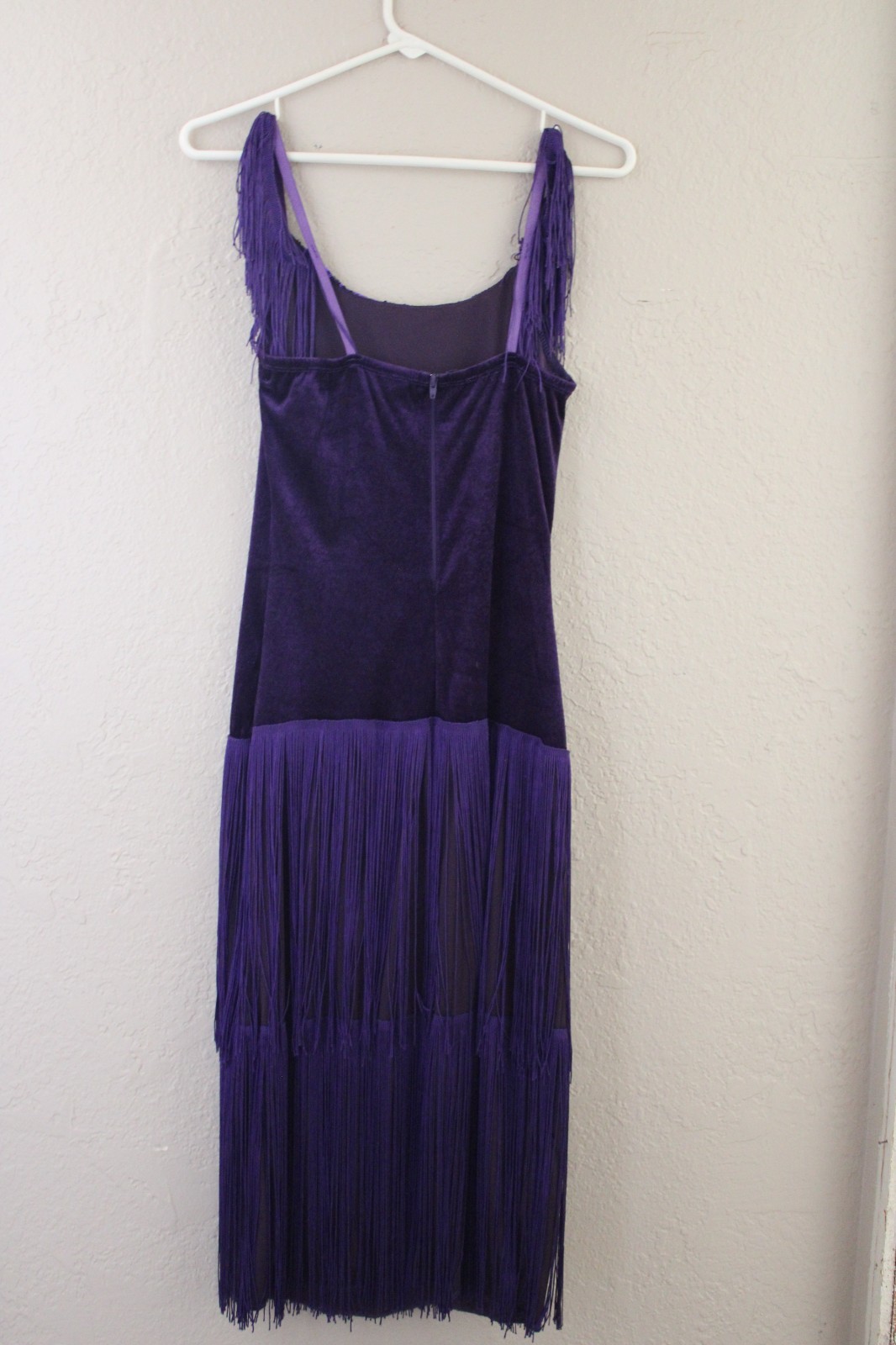 Purple half velvet 1/2 tassels dress Sz S Great for Flapper Dress party