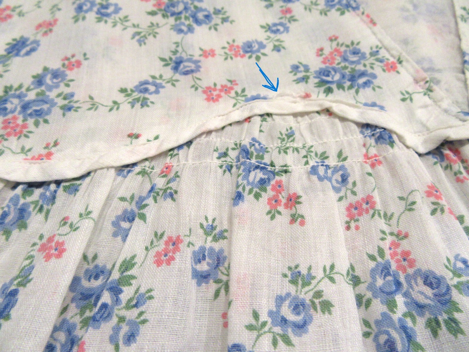ANTIQUE VINTAGE DAY DRESS 1920S DROP WAIST COTTON FLORAL ORGANDY ART DECO M F4