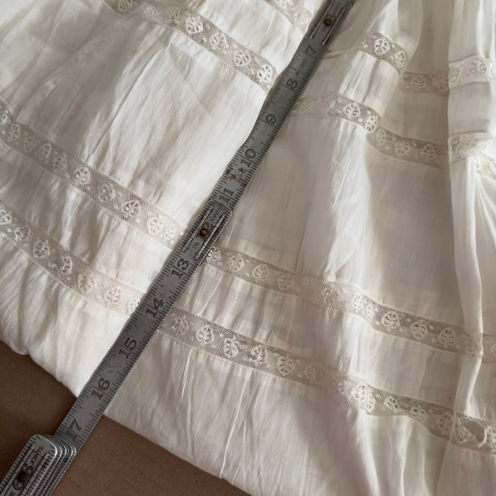 Edwardian Cotton Lace Petticoat Skirt Ruffles Antique Original 1900’s 26” Waist