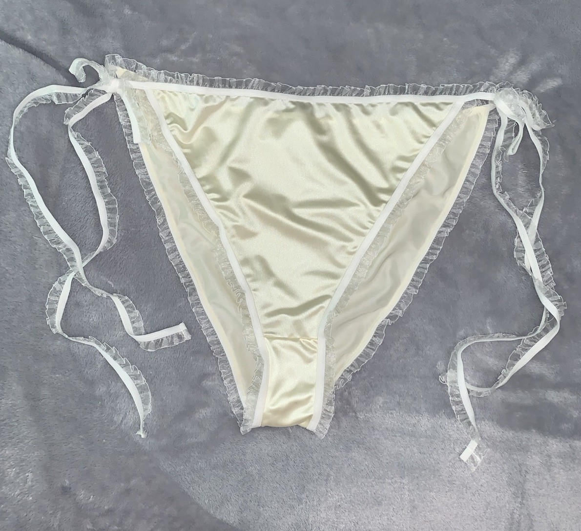 NEW Glossy Stretch Satin 1X 8 String Bikini Panties Hi Thigh Lingerie Panty