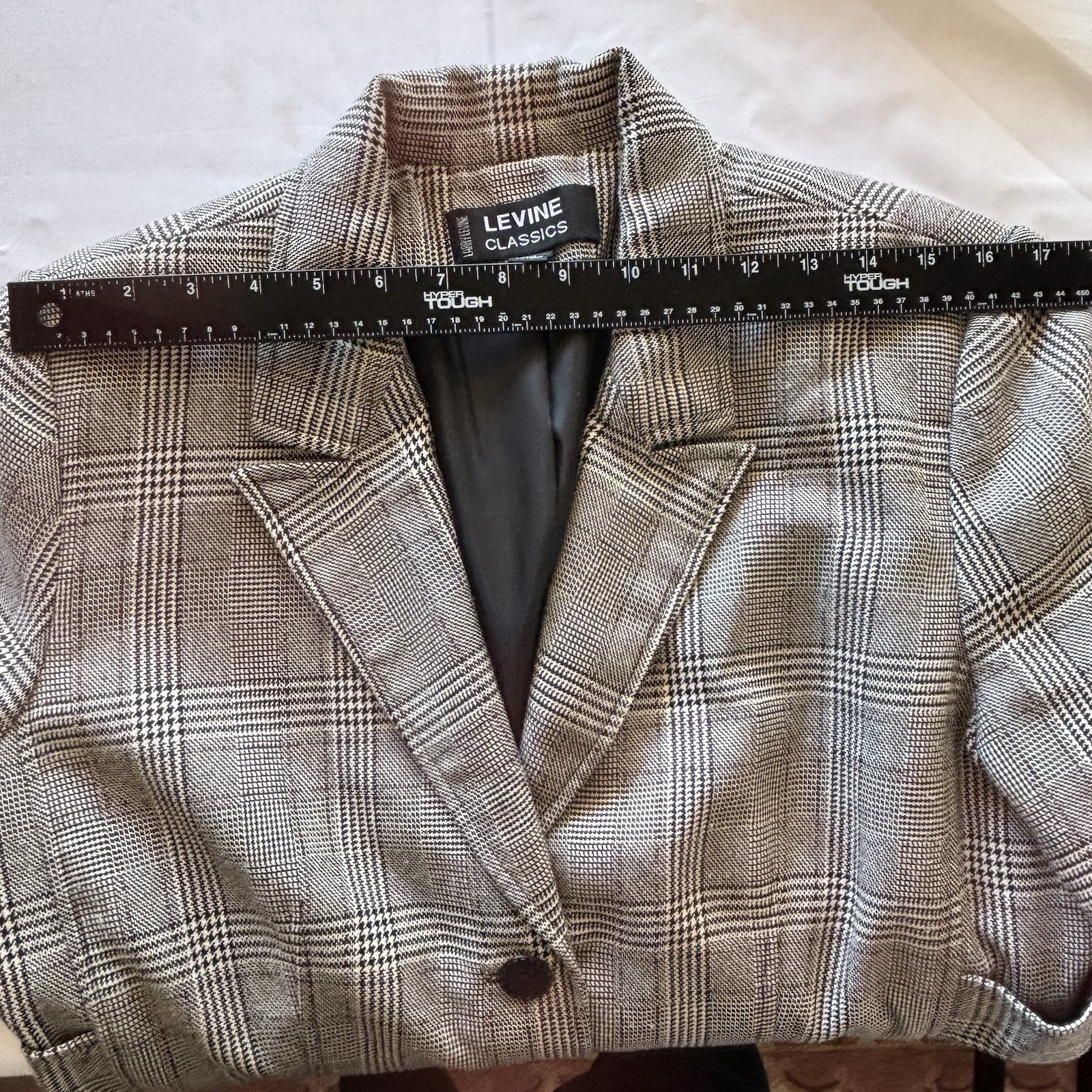 Vintage Levine Classics Suit Jacket Blazer 14 Gray Glen Plaid Pockets Timeless