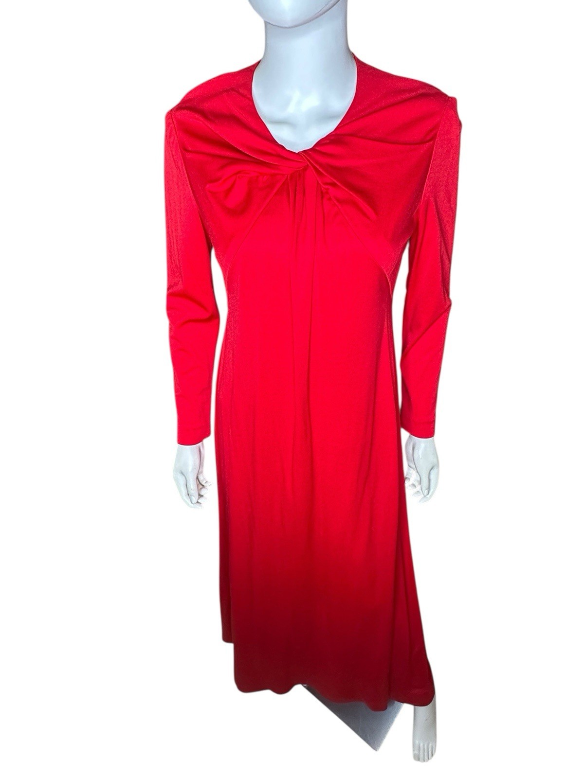 LEO NARDUCCI Ambiance Vtg Designer 1970s Red Holiday Maxi Dress Glamour Rare S/M