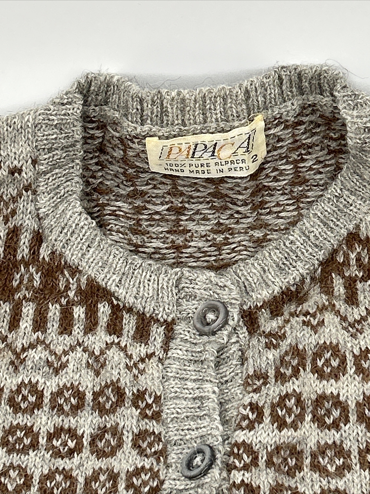 Papaca 100% Alpaca Peruvian Rockabilly Ratpack Style Cardigan Made Peru Vintage