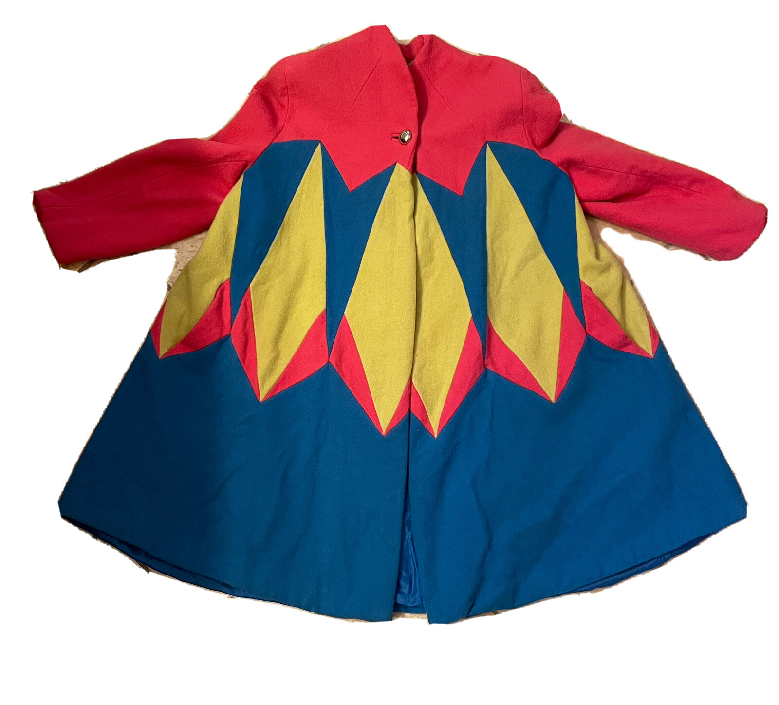 Vintage Swing Wool Coat Jacket Retro Neon Brite Pink Yellow Blue Fai Tat